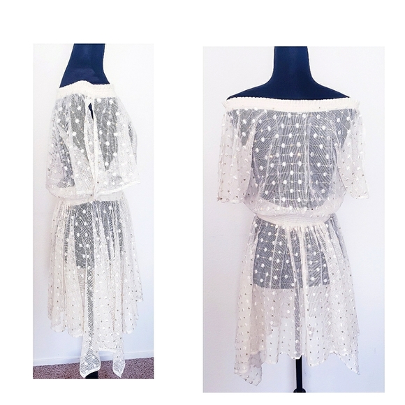 Anthropologie Leifnotes Ivory Dot & Gleam Mini Dress - Picture 4 of 8